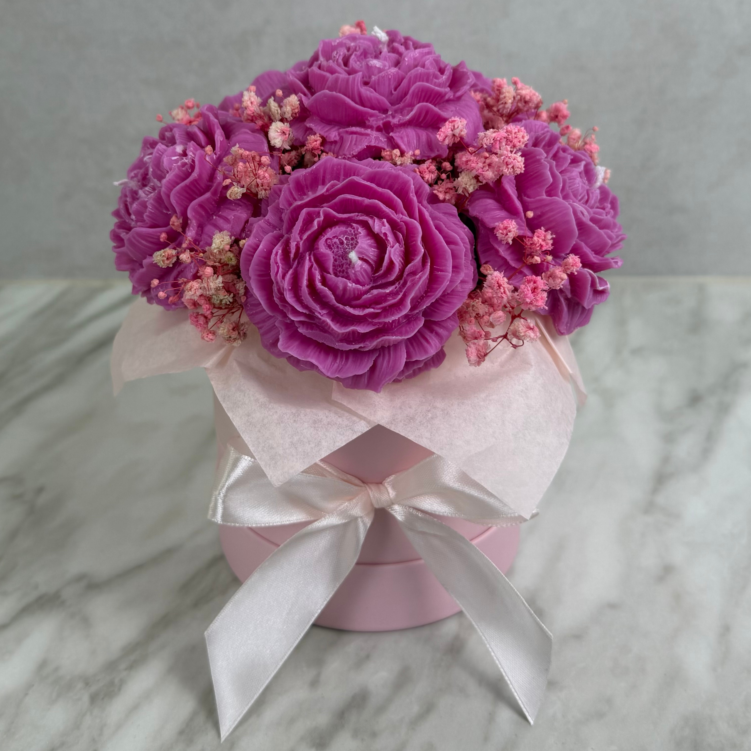 Flowerbox ze świec sojowych różowy