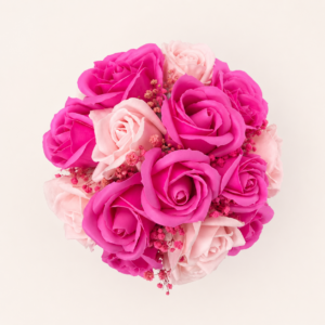 Flowerbox z kwiatów mydlanych różowy