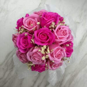 Flowerbox z kwiatów mydlanych różowy