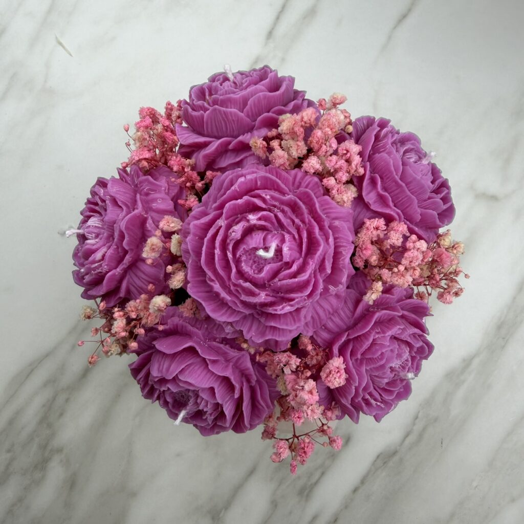 Flowerbox ze świec sojowych różowy