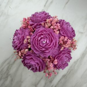 Flowerbox ze świec sojowych różowy