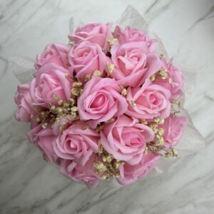 Flowerbox z kwiatów mydlanych jasny różowy