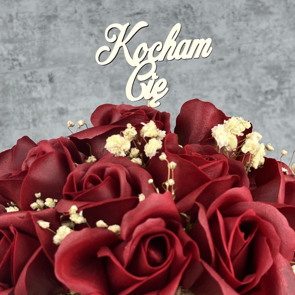 Topper napis KOCHAM CIĘ do dowolnego Flowerboxa